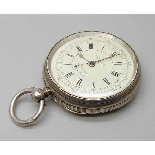 7181 - A Victorian silver cased chronograph pocket watch, Birmingham 1891