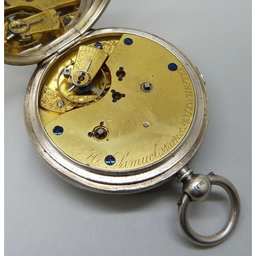 7181 - A Victorian silver cased chronograph pocket watch, Birmingham 1891