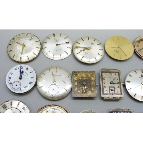 7183 - A collection of lady's and gentleman's wristwatch movements to include Roamer, Tissot, Raymond Weil,... 