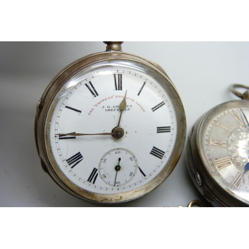 7184 - Two silver pocket watches including Graves, Sheffield