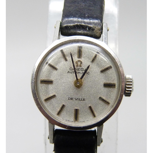 7193 - A lady's stainless steel Omega automatic De Ville wristwatch