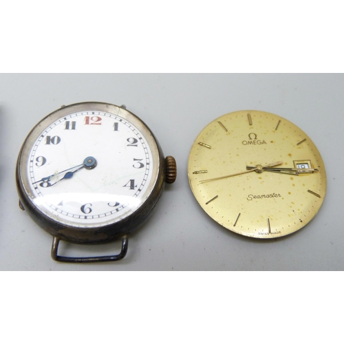 7202 - An Elgin gold plated fob watch in a 20 Years cased, a silver cased wristwatch, a Services Airman wri... 