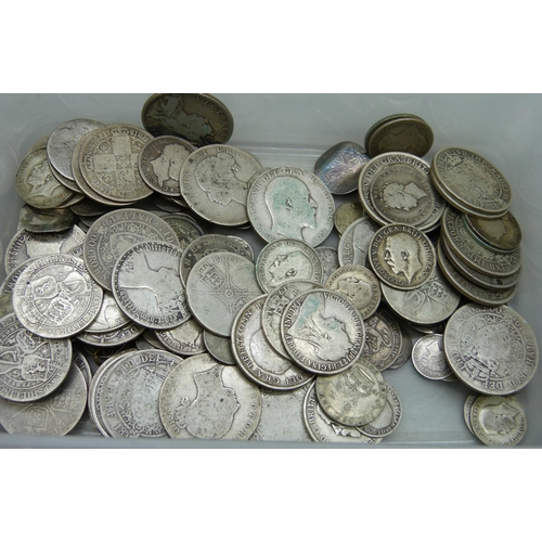 7239 - Coins; pre 1920 92.5% silver coins, over 1kg, (1013g)