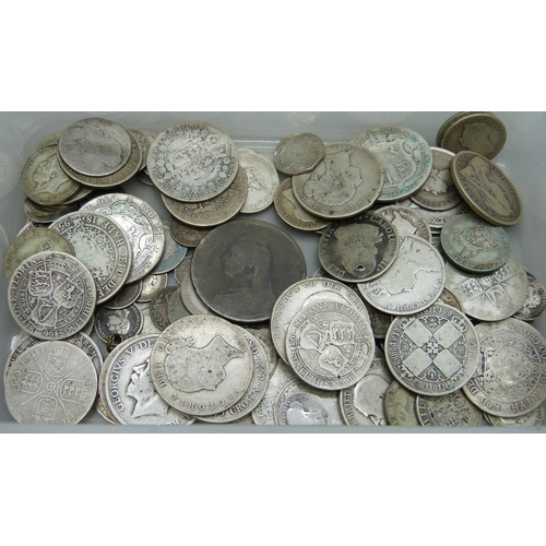 7239 - Coins; pre 1920 92.5% silver coins, over 1kg, (1013g)