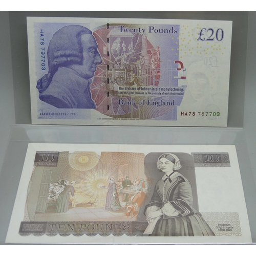 7244 - A £10 Note, Queen Elizabeth/Florence Nightingale reverse, chief cashier G.M. Gill, uncirculated cond... 