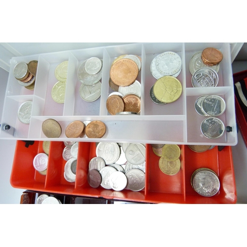 7246 - A collection of British and foreign coinage, German WWII period coins, US coins, a replica German me... 