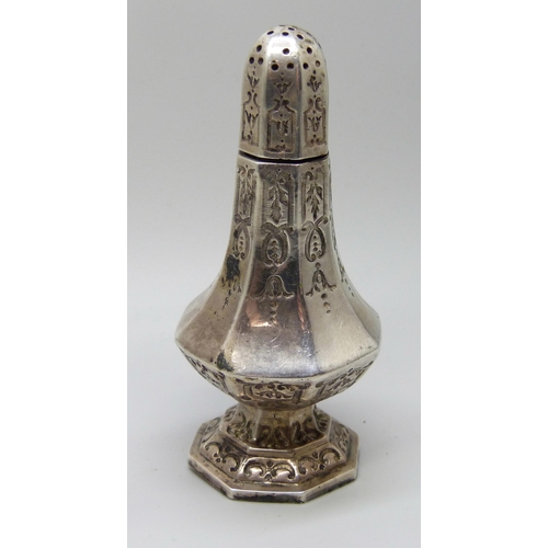 7261 - An engraved 830 silver pepper, 48g