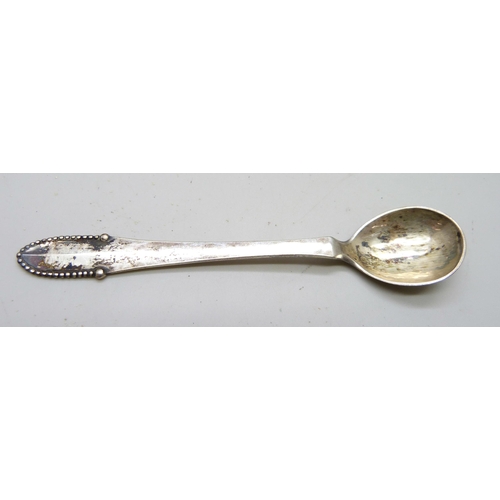 7291 - A cased set of six silver Georg Jensen spoons, with London import mark dated 1922, 70g