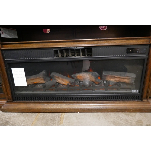 3072 - An Everett media mantel entertainment unit with electric fire (heater requires attention), Original ... 