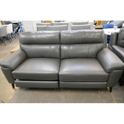 3102 - Grace grey leather 2.5 seater power reclining sofa (no power lead), original RRP £833.33 + Vat (4218... 