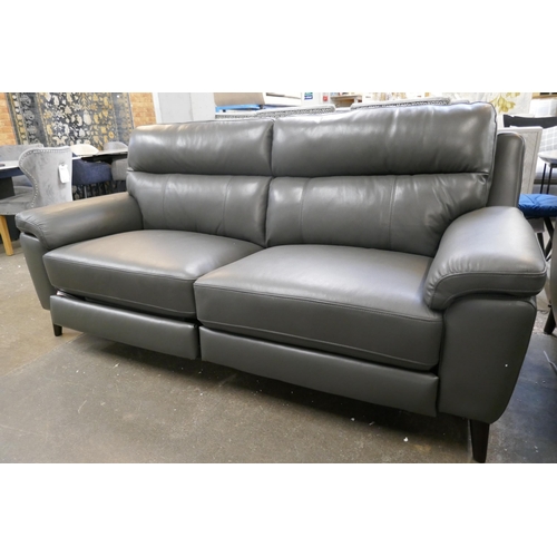 3102 - Grace grey leather 2.5 seater power reclining sofa (no power lead), original RRP £833.33 + Vat (4218... 