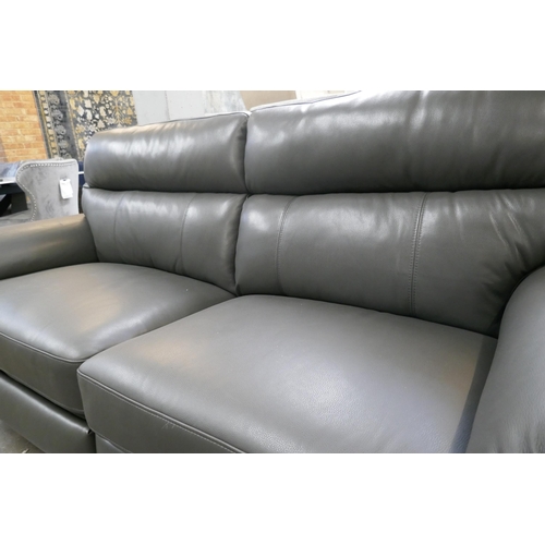 3102 - Grace grey leather 2.5 seater power reclining sofa (no power lead), original RRP £833.33 + Vat (4218... 