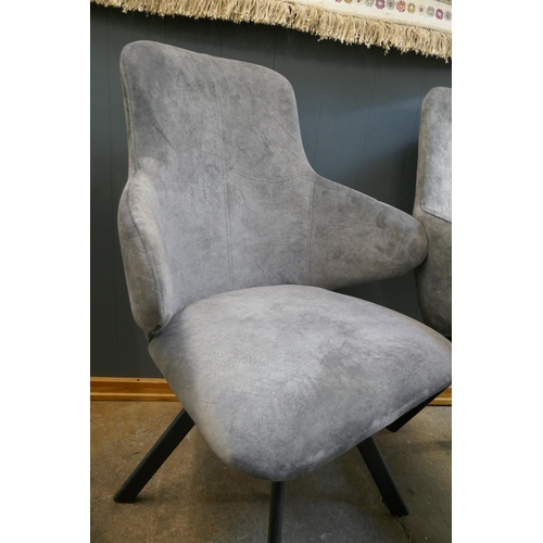 3122 - A pair of Enterprise grey sharkskin effect swivel dining armchairs *This lot is subject to Vat