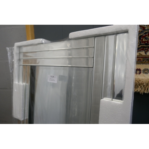 3124 - A bevelled frame mirror, 120cm x 40cm