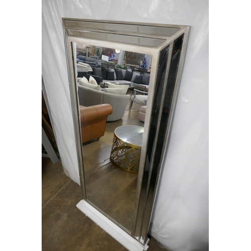 3150 - A large silver painted mirror, 150 x 70cm