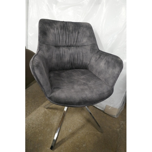 3155 - Four Marvel grey fabric upholstered swivel dining chairs *This lot is subject to Vat