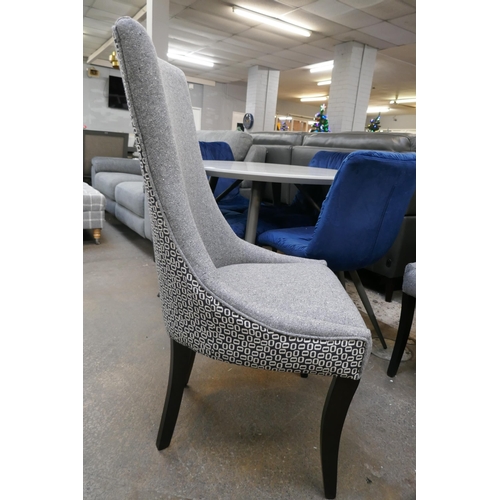 3177 - A set of six contemporary grey speckled fabric upholstered dining chairs