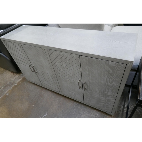 3178 - A grey chevron 4 door sideboard