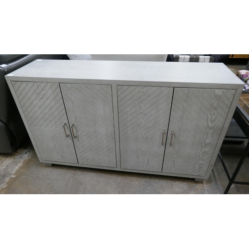 3178 - A grey chevron 4 door sideboard