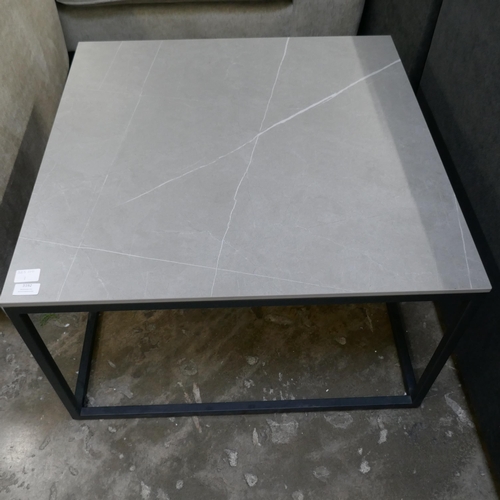 3192 - A slate effect square coffee table with black frame