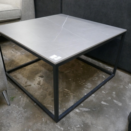 3192 - A slate effect square coffee table with black frame