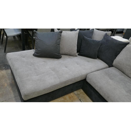 3194 - A black and stone two-tone upholstered scatter back left hand facing corner sofa