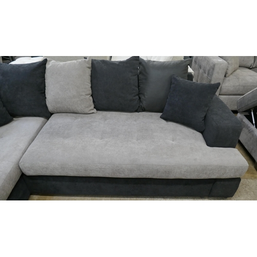 3194 - A black and stone two-tone upholstered scatter back left hand facing corner sofa