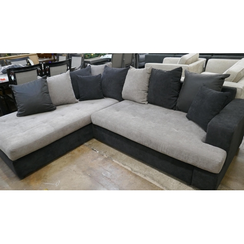 3194 - A black and stone two-tone upholstered scatter back left hand facing corner sofa