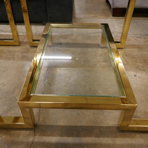 3196 - A Kesterpoint two tier gold effect and glass topped lamp table