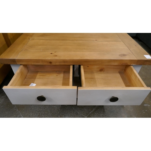 3197 - A white painted and pine four drawer coffee table