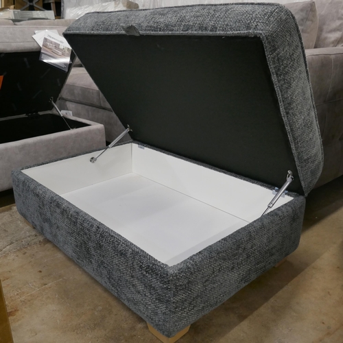 3200 - A dark grey textured weave upholstered ottoman footstool