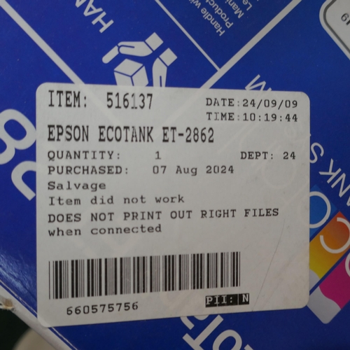 6220 - Epson Ecotank Et-2862 Printer , Original RRP £139.99 + Vat  (345-329) *This lot is subject to Vat