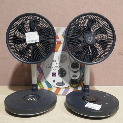 6188 - Two NSA Folding Stand Fans (Only one remote) (345-331,332) *This lot is subject to Vat