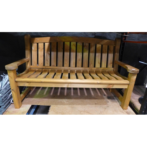 6401 - Three Seater Wooden Bench (Bolts missing)     (342-33) *This lot is subject to Vat