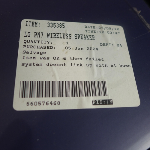 6072 - LG Pn7 Wireless Speaker, Original RRP £99.99 + Vat  (345-225) *This lot is subject to Vat