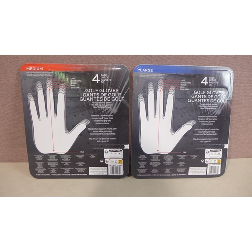 6138 - Two packs of Four Kirkland Signature golf gloves, medium and large (345-739) *This lot is subject to... 