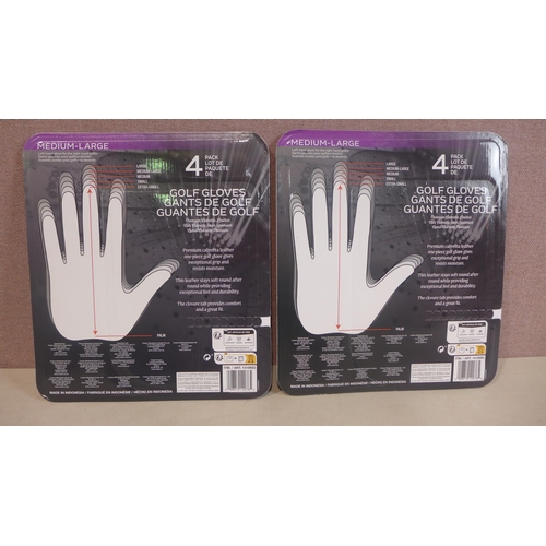 6140 - Two packs of Four medium-large Kirkland Signature golf gloves (345-741) *This lot is subject to Vat