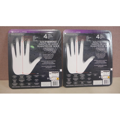 6141 - Two packs of Four medium-large Kirkland Signature golf gloves (345-742) *This lot is subject to Vat