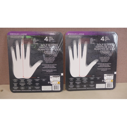 6142 - Two packs of Four medium-large Kirkland Signature golf gloves (345-743) *This lot is subject to Vat