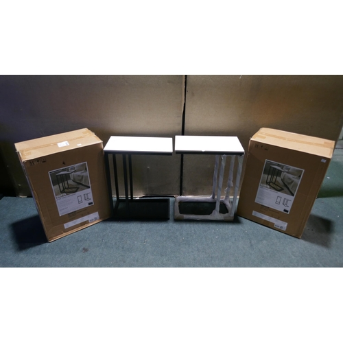 6018 - Two Sofia White Sofa Tables (damaged) (345-248,444) *This lot is subject to Vat