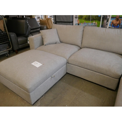 3267 - A Thomasville Holmes oatmeal fabric upholstered corner sofa with storage footstool (transit marks), ... 