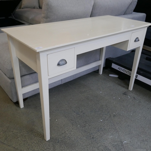 3269 - A white painted two drawer desk, marked