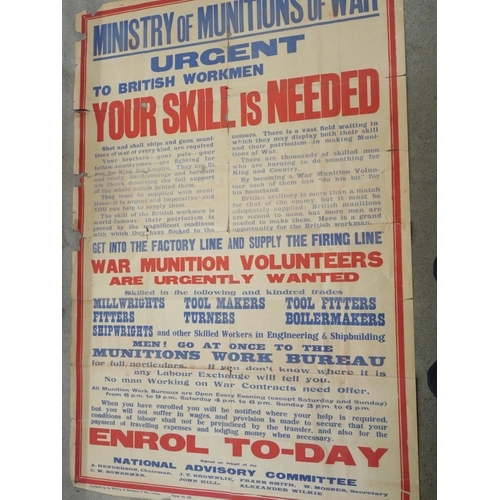 2281 - World War I propaganda posters including Back Them Up - Invest In The War Loan, Ministry of Munition... 