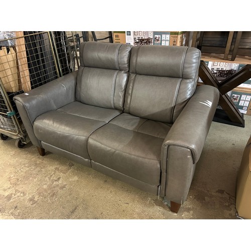 3265 - An Aiden & Ivy Spencer Dark Grey Leather two Seater Power Reclining Sofa - (No Power Leads), Origina... 