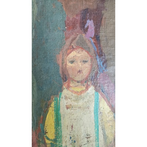 297 - An early 20th Century oil on board, study of a child, indistinctly signed lower left, with original ... 