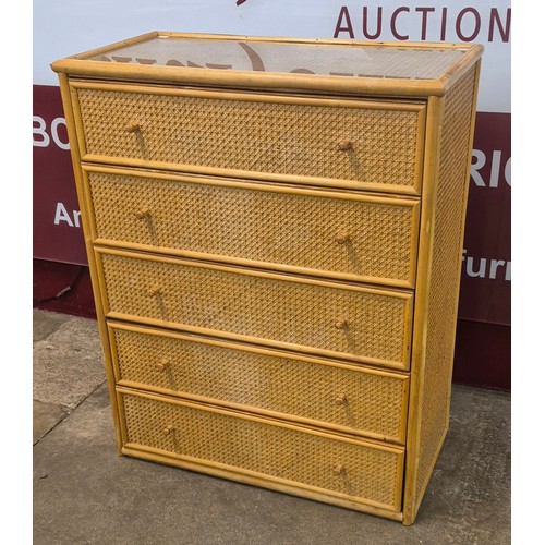 26 - An Italian style bamboo and rattan chest of drawers