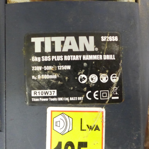 5004 - A cased Titan SF2656 6kg SDS plus rotary hammer drill - 230V, 1250W