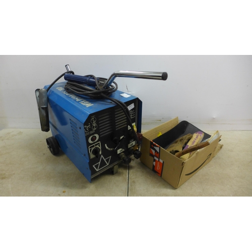 5014 - An electric Weldspares 180 welding machine and rods, brushes, gloves and mask etc.