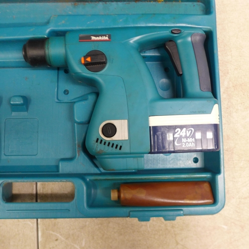 5018 - A Makita BHR200, 24V cordless SDS+ rotary hammer drill with 2 batteries and charger, in case