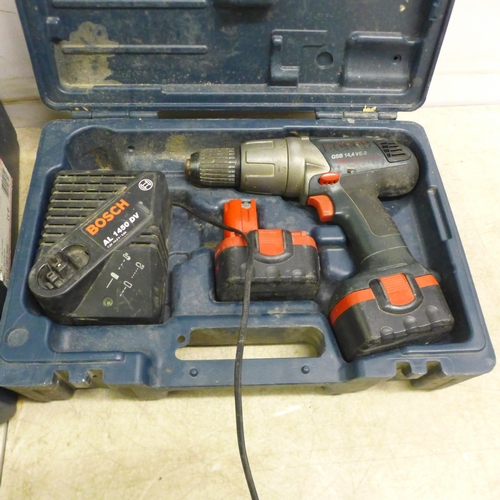 5041 - 3 power tools including a Makita 9015B, 110V angle grinder, a Bosch GSB 14.4 VE-2, 14.4V cordless dr... 